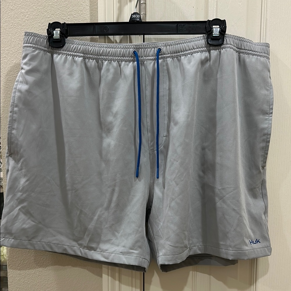 Huk Gray Men's Shorts with Blue Drawstring